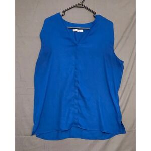 Cleo Sleeveless V-Neck Blouse Women's Size XL Blue Lightweight